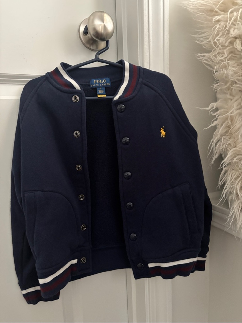 Polo by Ralph Lauren Navy Button Jacket with Yellow Pony